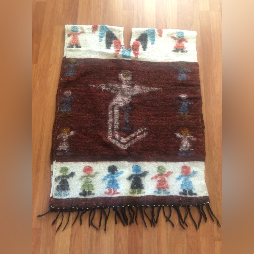 Mexican or Guatemalan poncho vest sleeveless reversible NWOT wool Sarape zarape - Picture 2 of 6
